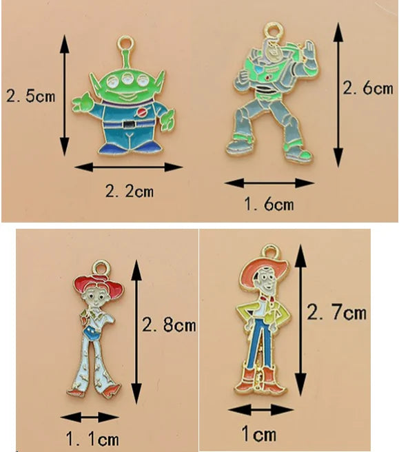 10pcs Cartoon Charm for Jewelry Making Enamel Necklace Keychain Phone Pendant Diy Accessories Alloy Metal Gold ﻿