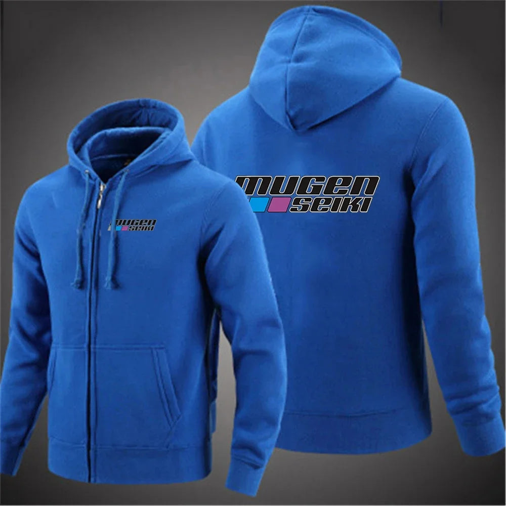 2025 Solid Color Hoodie Spring and Autumn Comfortable Jacket Men's Mugen Seiki Logo Printed Casual Hoodie Zipper Hoodie