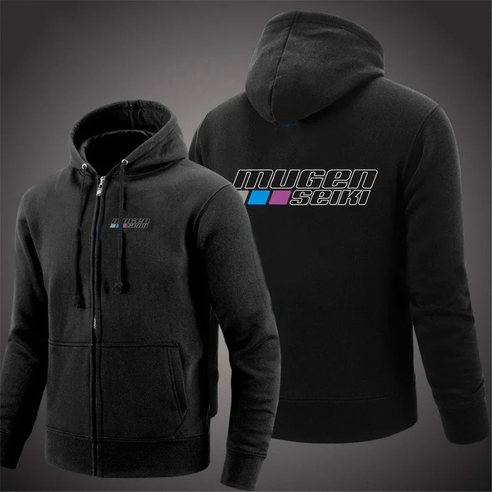 2025 Solid Color Hoodie Spring and Autumn Comfortable Jacket Men's Mugen Seiki Logo Printed Casual Hoodie Zipper Hoodie