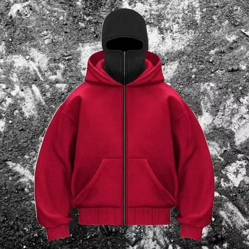 2025 Men Balaclava Y2K Gothic Harajuku Winter New Item Double Hooded Sweatshirt Autumn Men's Hooded Mask Zipper Sportswear Women