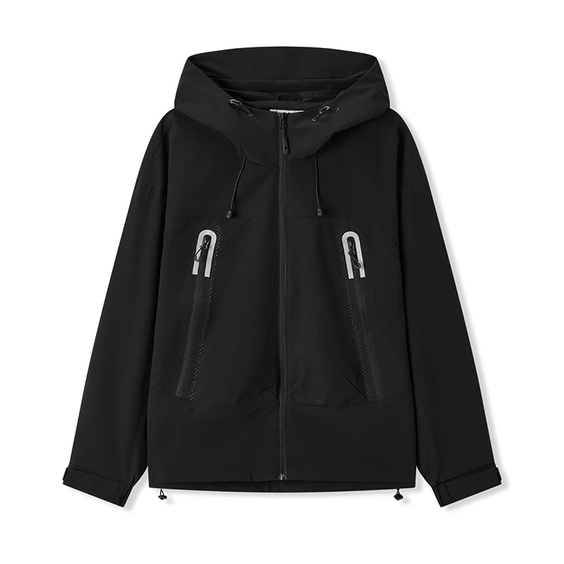 Semir Jacket Men Outdoor Sport Loose Hooded Patchwork Mesh 2025 Autumn Textured Top Menswear Clothing Jackets