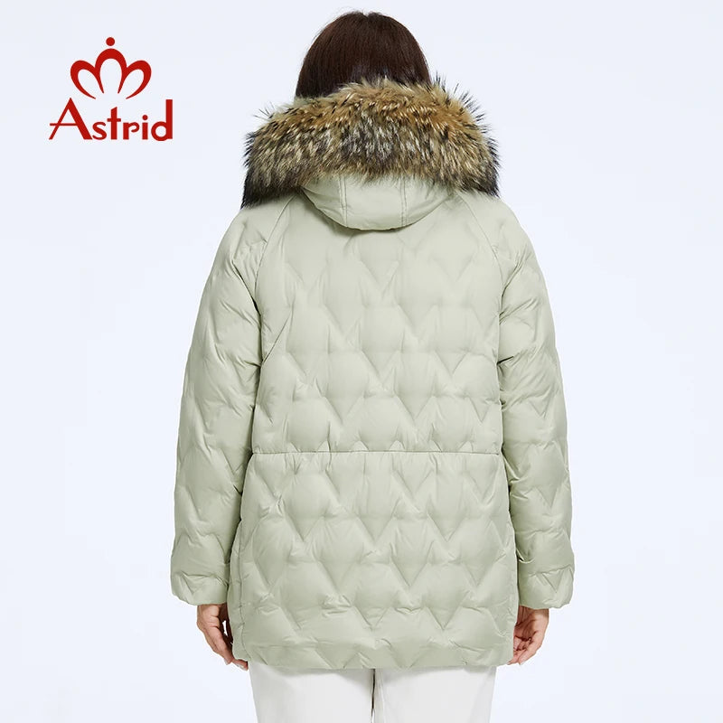 Astrid Women's Jacket Winter 2023 Plus Size Down Jackets Big Fur Collar Hooded Coat Women Parka Embossing Female Clothing 10526