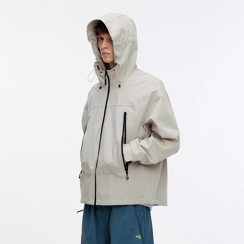 Semir Jacket Men Outdoor Sport Loose Hooded Patchwork Mesh 2025 Autumn Textured Top Menswear Clothing Jackets