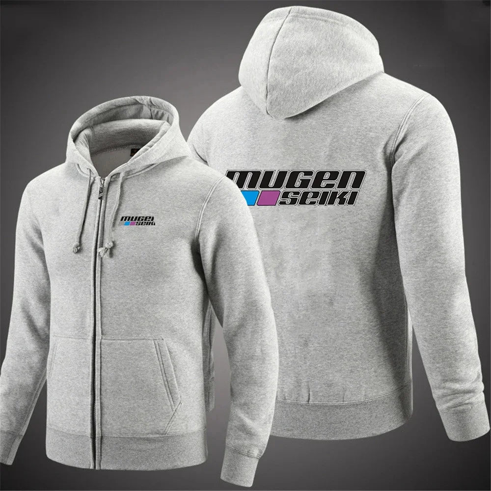 2025 Solid Color Hoodie Spring and Autumn Comfortable Jacket Men's Mugen Seiki Logo Printed Casual Hoodie Zipper Hoodie