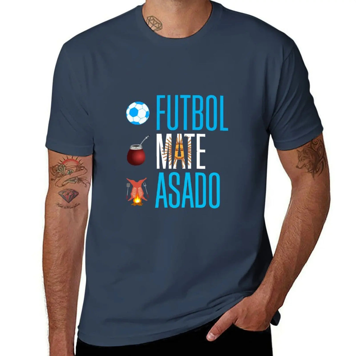 Soccer, Mate and Asado T-Shirt summer top Blouse big and tall t shirts for men