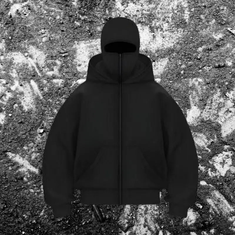 2025 Men Balaclava Y2K Gothic Harajuku Winter New Item Double Hooded Sweatshirt Autumn Men's Hooded Mask Zipper Sportswear Women