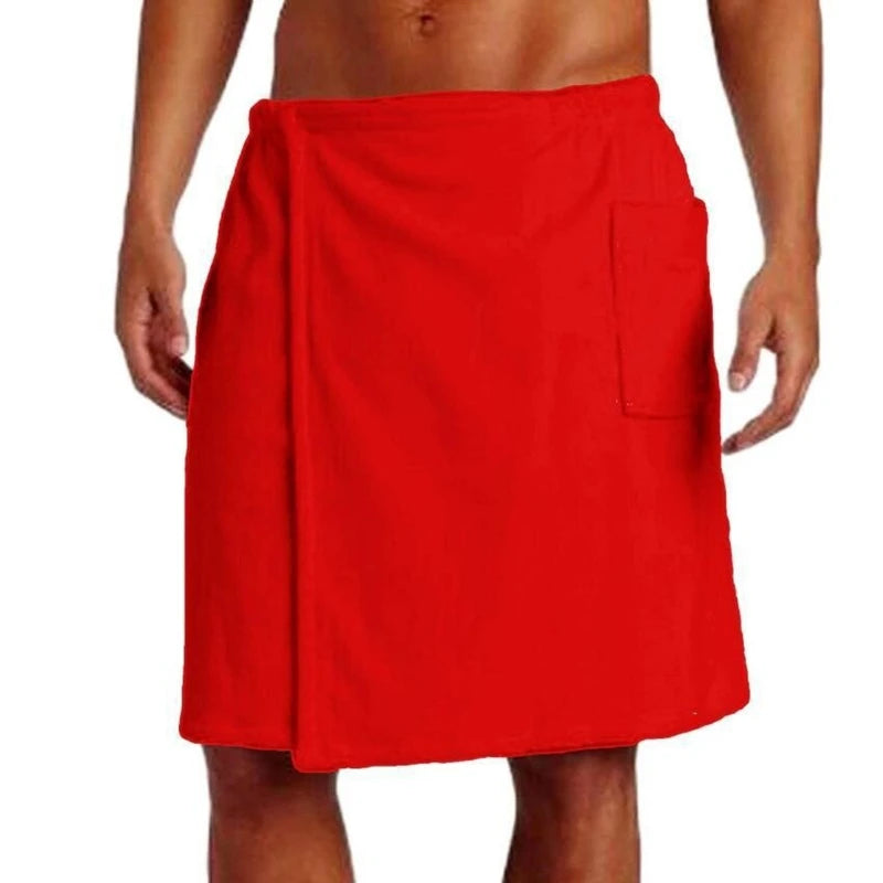 Men's Coral Velvet Bathrobe Solid Color Bath Towel With Velcro Soft And Comfortable Fabric Fit Household And Outings Wear Pyjama