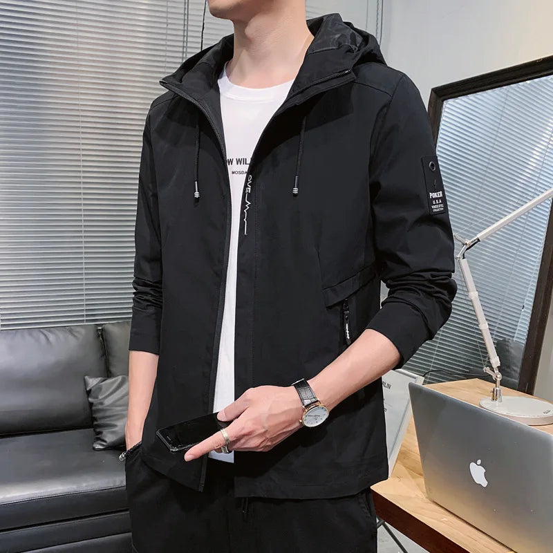 Spring and Autumn New Fashion Solid Color Hooded Large Size Jacket Men's Casual Loose Comfortable High Quality Coat M-5XL 2024