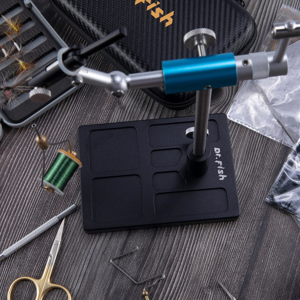 Fly Tying Vise Rotary 360 Degree Fly Tying Base Portable Stainless Steel Aluminum C-Clamp Mount 40Cr Hard Jaws for Fishing Flies