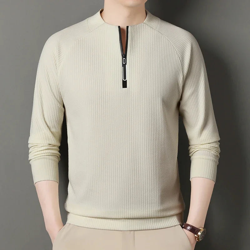 Autumn and Winter Men's Velvet Hoodie Long Sleeve Zipper T-shirt Solid Color Fashion Casual Versatile Top