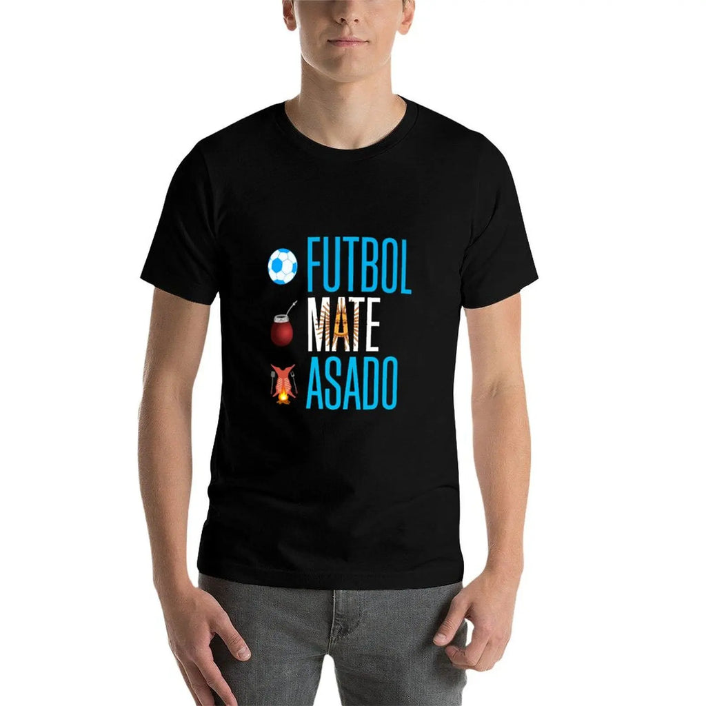 Soccer, Mate and Asado T-Shirt summer top Blouse big and tall t shirts for men