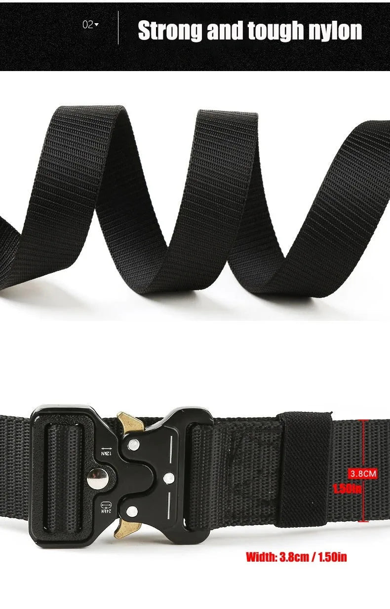Extra Long Men's Belt 140CM 150CM Big and Tall Heavy Duty Nylon Tactical Belt for Outdoor Work Hiking
