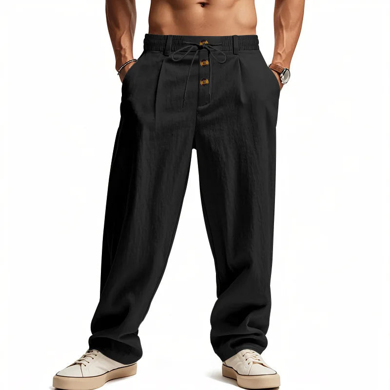 2026 Men's Autumn Cotton-Linen Casual Pants - Breathable, Loose-Fitting, Straight-Tail, Quick-Drying Linen Long Pants for Summer
