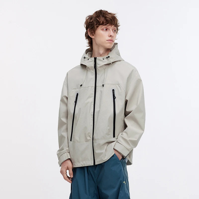 Semir Jacket Men Outdoor Sport Loose Hooded Patchwork Mesh 2025 Autumn Textured Top Menswear Clothing Jackets
