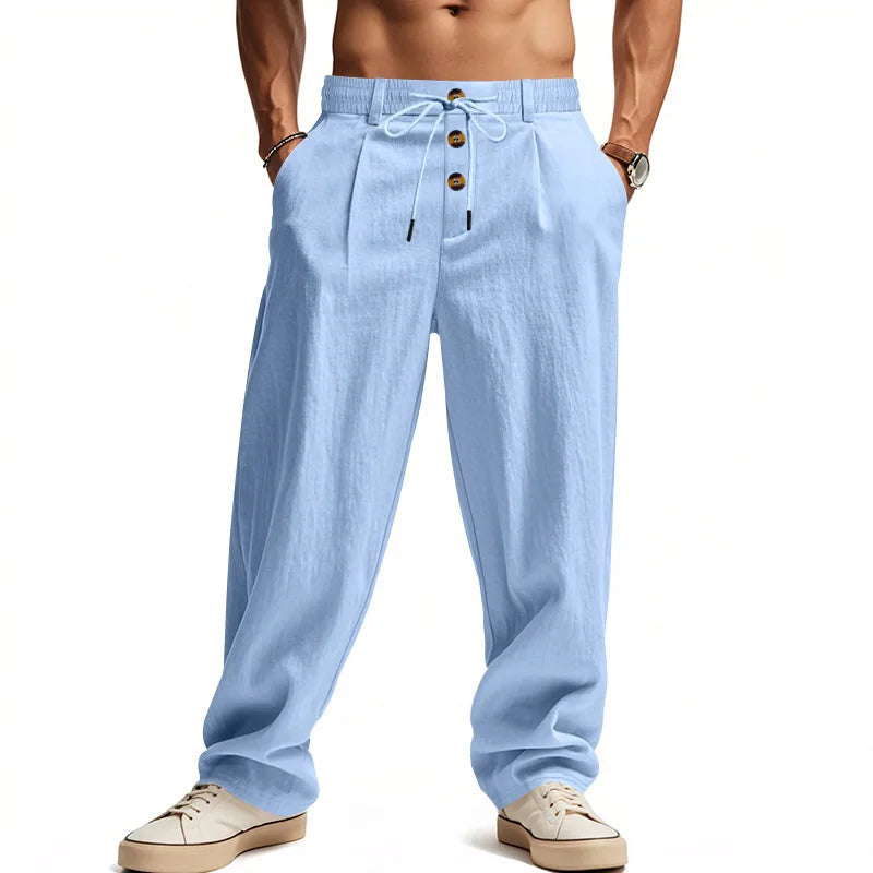 2026 Men's Autumn Cotton-Linen Casual Pants - Breathable, Loose-Fitting, Straight-Tail, Quick-Drying Linen Long Pants for Summer