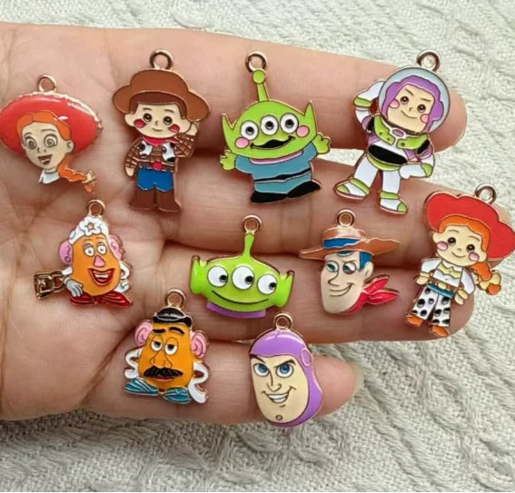10pcs Cartoon Charm for Jewelry Making Enamel Necklace Keychain Phone Pendant Diy Accessories Alloy Metal Gold ﻿