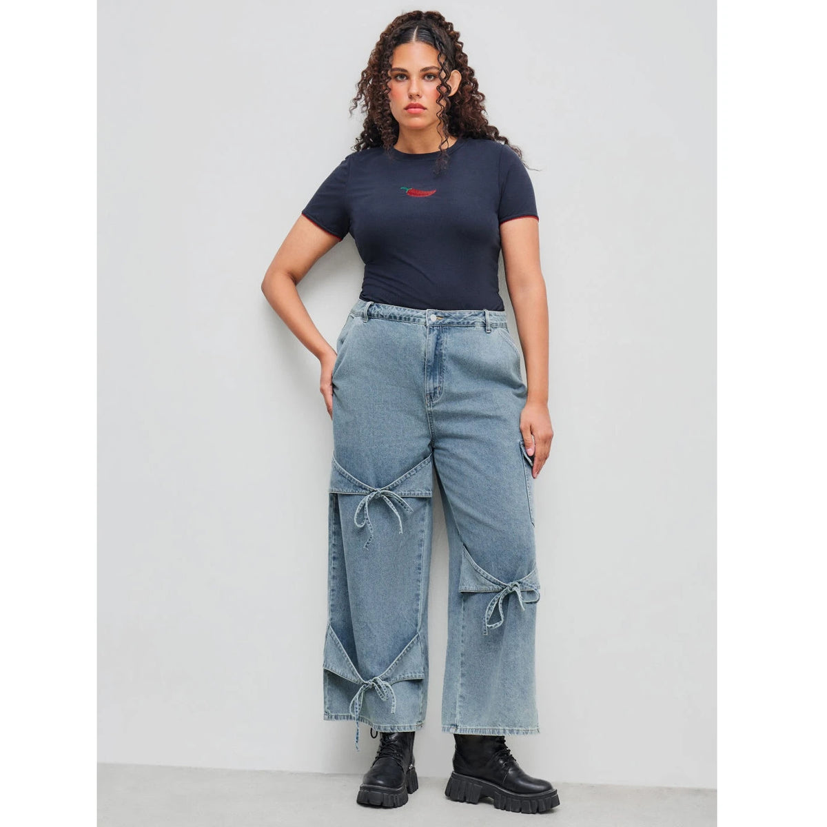 Plus Size Woman Clothing Women Jeans New Fashion Casual Wide Leg Pants With Pocket Design Unique Style And Versatile Simple