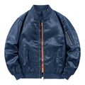 Men'S Leisure Standing Neck Bomber Jacket Spring And Autumn Vintage Long Sleeve Zippered Lightweight Baseball Jacket Coat