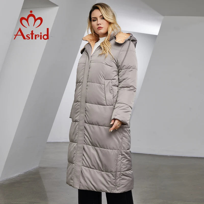 Astrid Winter Jacket Women 2023 Casual Plus Size Coat Long Warm Fashion Stitching Oversize Hooded Women's Parka Female Clothing