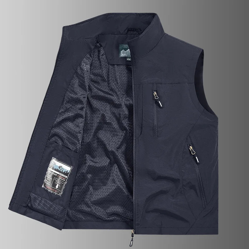 New autumn-winter fashion hooded jacket,men's outdoor stand-up collar functional multi-pocket waterproof and quick-drying jacket