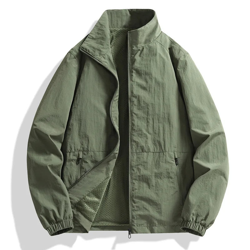 Loose Fit Men's Jacket Casual Thin Breathable Outerwear Spring Autumn New Style Large Size Comfortable Simple Design 8919
