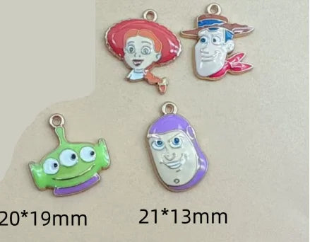 10pcs Cartoon Charm for Jewelry Making Enamel Necklace Keychain Phone Pendant Diy Accessories Alloy Metal Gold ﻿