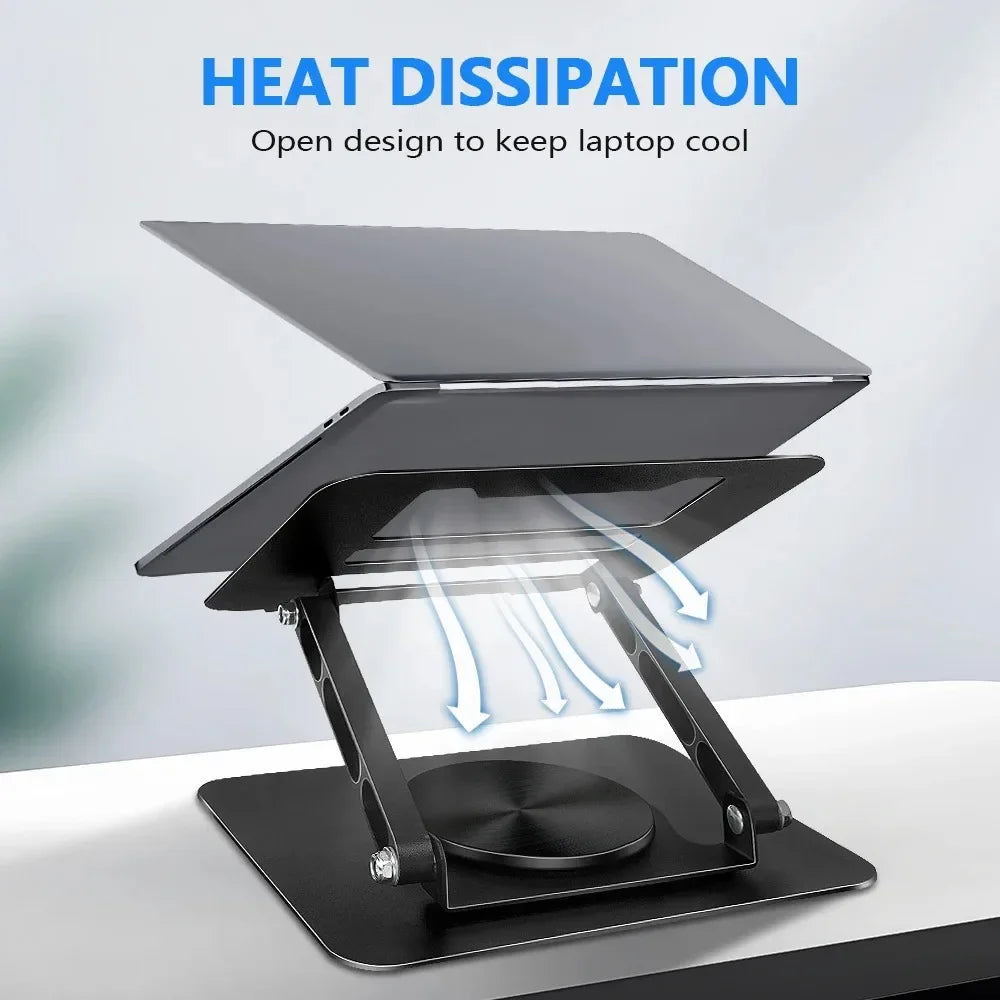 Laptop Stand for Desk, Adjustable Computer Stand with 360° Rotating Base, Ergonomic Laptop Riser for Collaborative Work, Foldabl