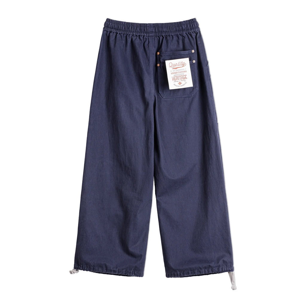 Maden Men‘s Vintage Washed Logger Pants Multi-Pocket Cotton Cargo Trousers Casual Wide Leg with Elastic Cuffs for Spring Autumn