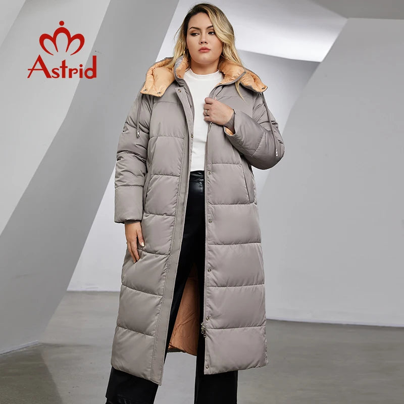 Astrid Winter Jacket Women 2023 Casual Plus Size Coat Long Warm Fashion Stitching Oversize Hooded Women's Parka Female Clothing
