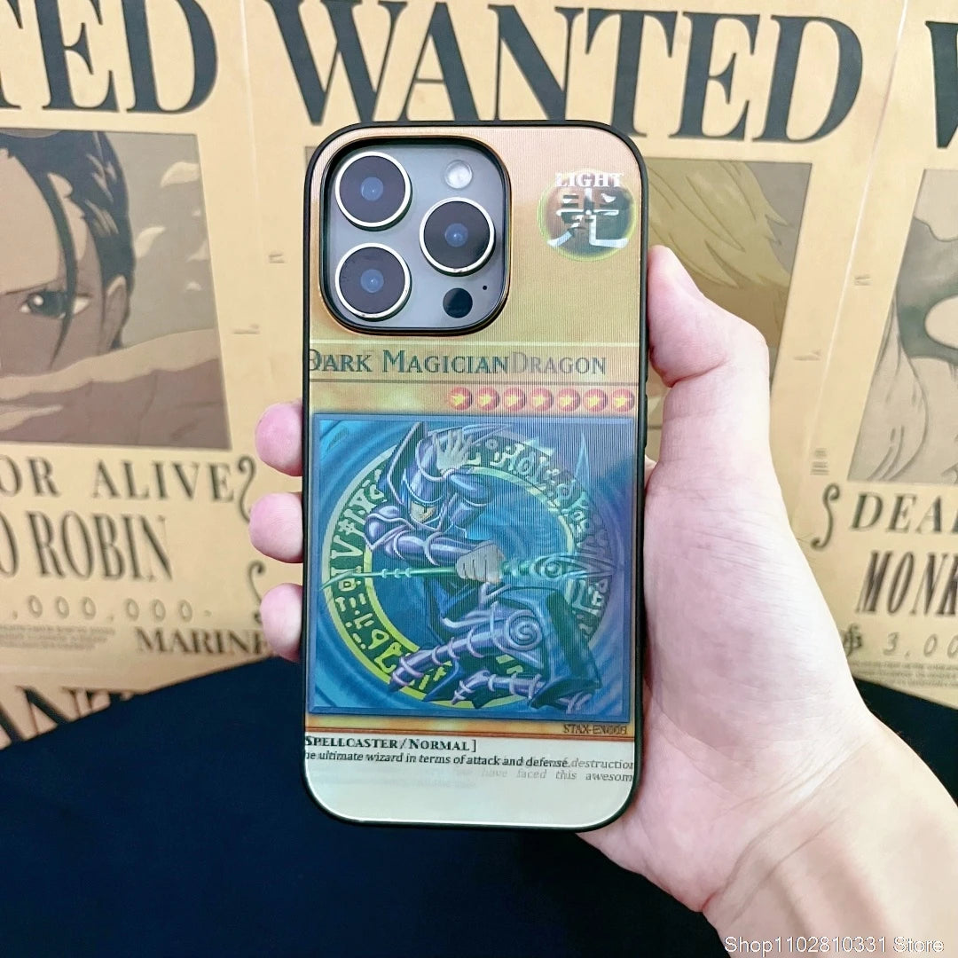 3D Grating Card White Dragon Monsters Phone Case for iPhone 16 15 14 13 11 12 17 Pro Max Plus Mini 16E Duel Game Yu Gi Cover