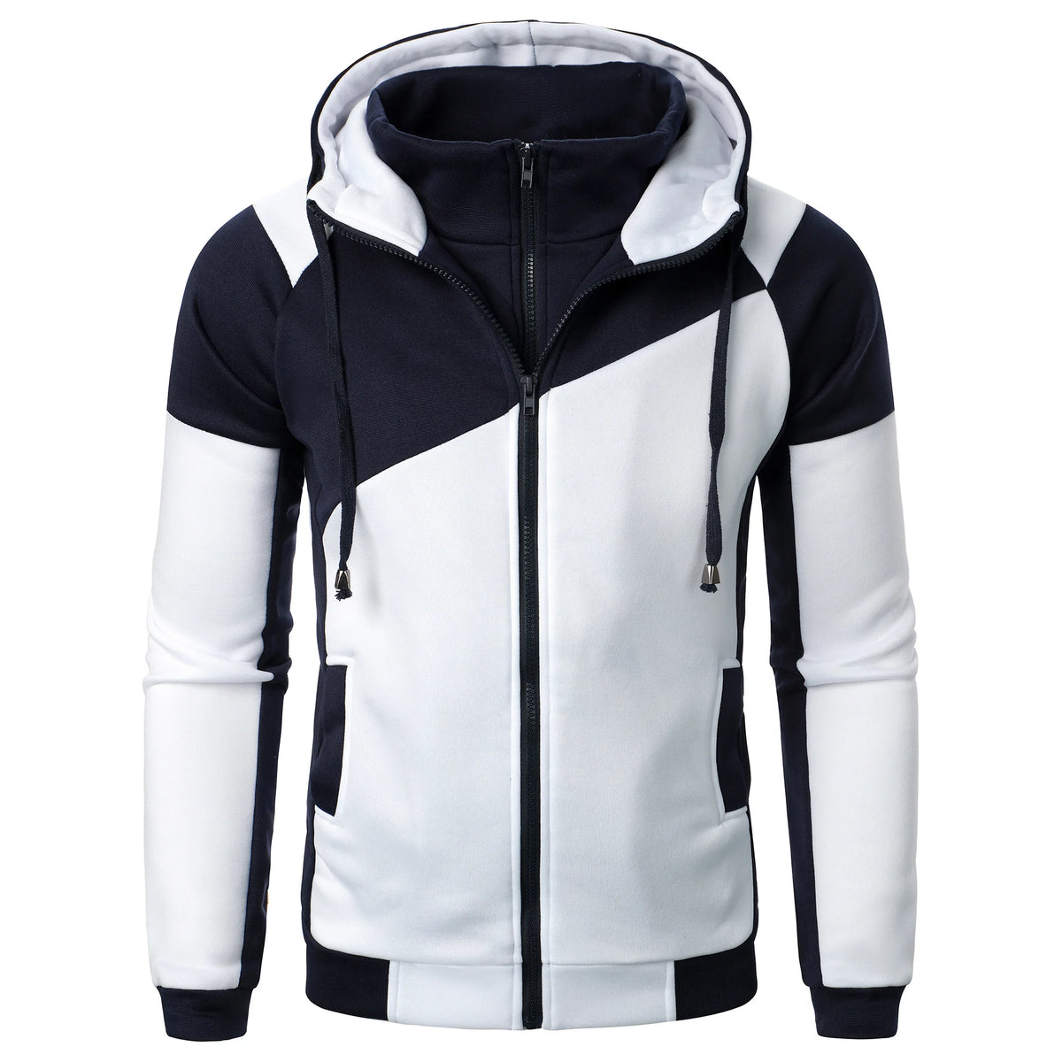 Autumn and winter sports spliced top casual long sleeve hooded sports men's style
