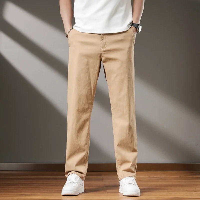 Big Tall 195 190 200 Cm Men's Pants High Waist Straight Trouser Male Cotton Stretch Extra Long Length 120cm 190cm Plus Size 48