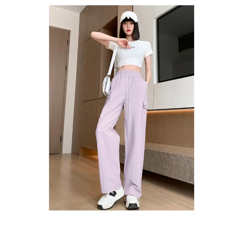 Europeans American Plus Size Cargo Pants Trendy Y2K Streetwear Fashion Wide Leg Pants Women Autumn Casual New Long Trousers