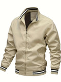Men's Jackets Autumn and Winter Stand Collar Casual Zipper Jacket Outdoor Sports Coat Windbreaker Jacket Men Bomber Oversized