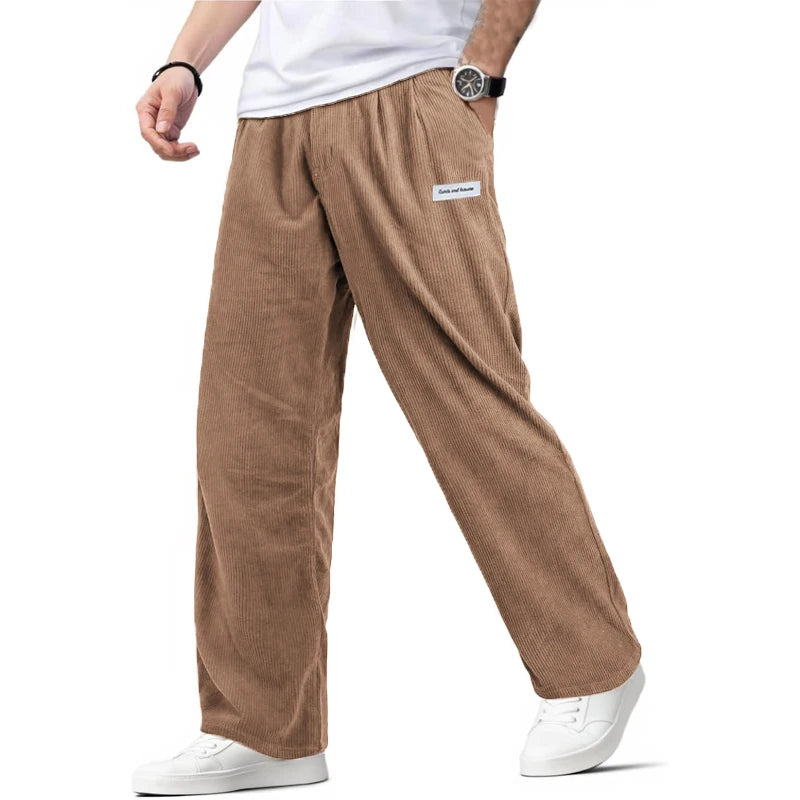 Mens Corduroy Baggy Pants Vintage Casual Pants for Men Outdoor Work Pants Autumn Elastic Waist Drawstring Sweatpants Trousers