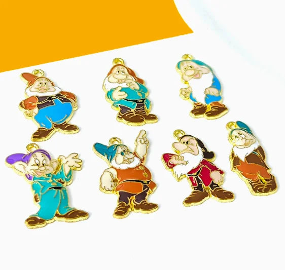 10 pcs Cartoon Charm Pendants Enamel Craft, Perfect for DIY Earrings, Bracelets, Neck