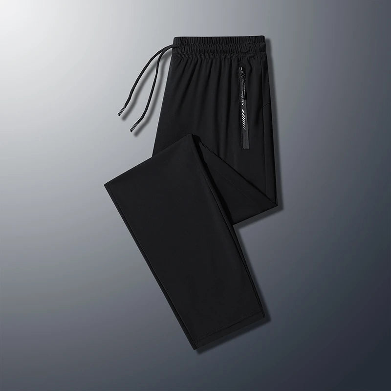 Big Size 9xl 8xl Men's Summer Pantsice Silk Elastic Waist Straight Leg Quick Dry Plus Stretch 6xl 7xl Work Outdoor Trouser Male