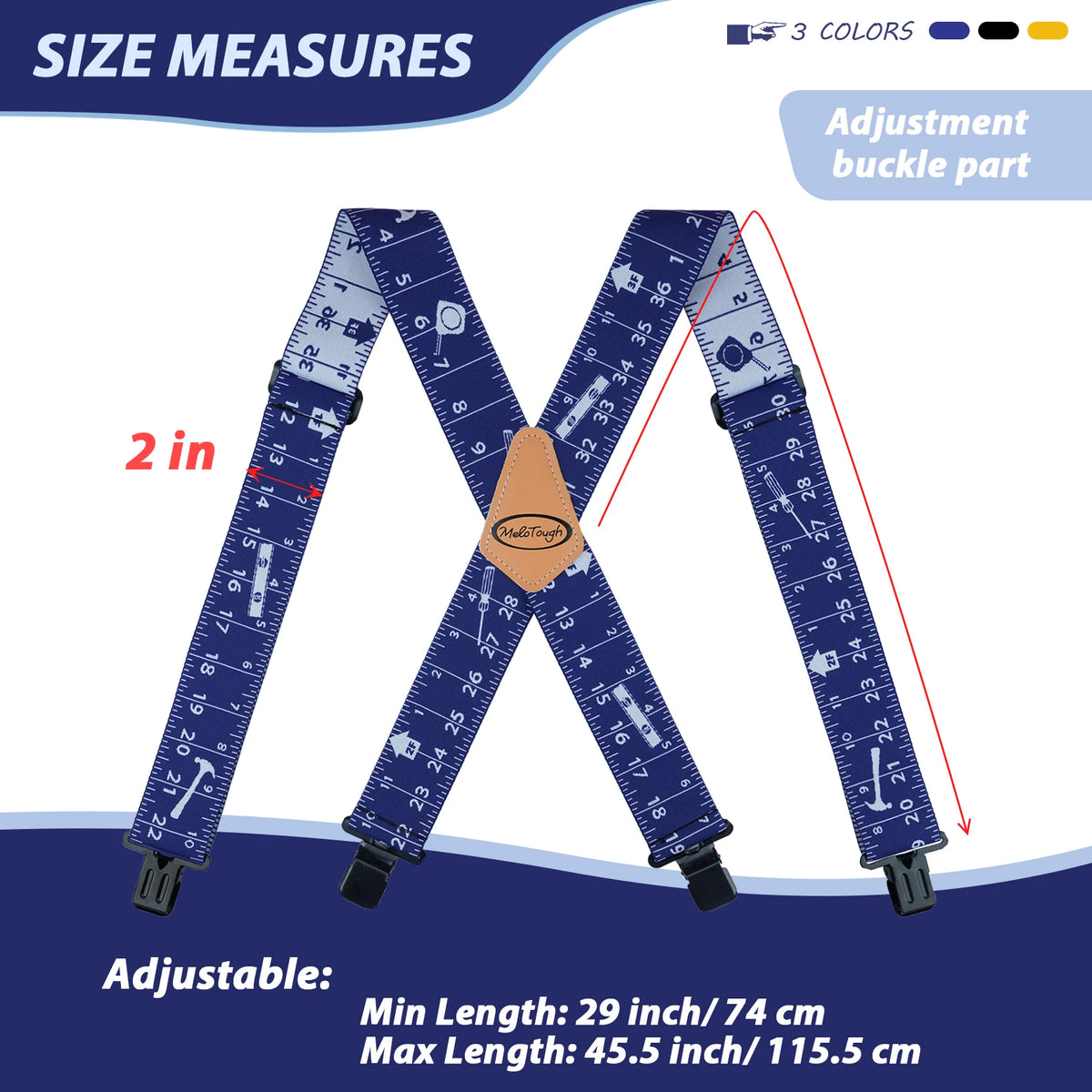 MELOTOUGH Men's Suspenders W/Clip Heavy Duty Suspenders for Men Big and Tall Work Suspenders for Jeans