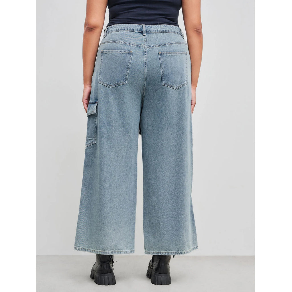 Plus Size Woman Clothing Women Jeans New Fashion Casual Wide Leg Pants With Pocket Design Unique Style And Versatile Simple