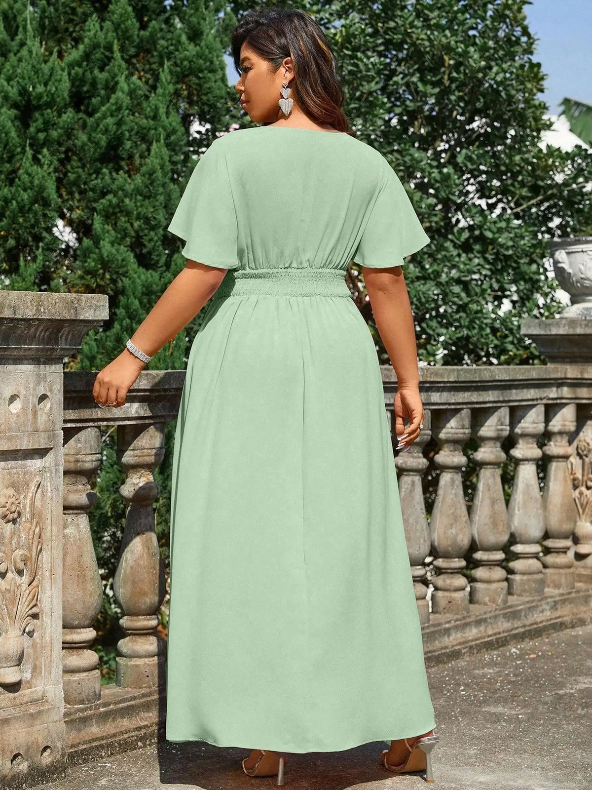 Plus Size Dress for All Seasons, Casual Woven Fashion Dress with Fitted Style, Moderate Thickness and Fabric