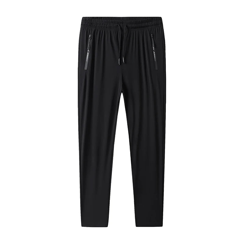 Big Size 9xl 8xl Men's Summer Pantsice Silk Elastic Waist Straight Leg Quick Dry Plus Stretch 6xl 7xl Work Outdoor Trouser Male