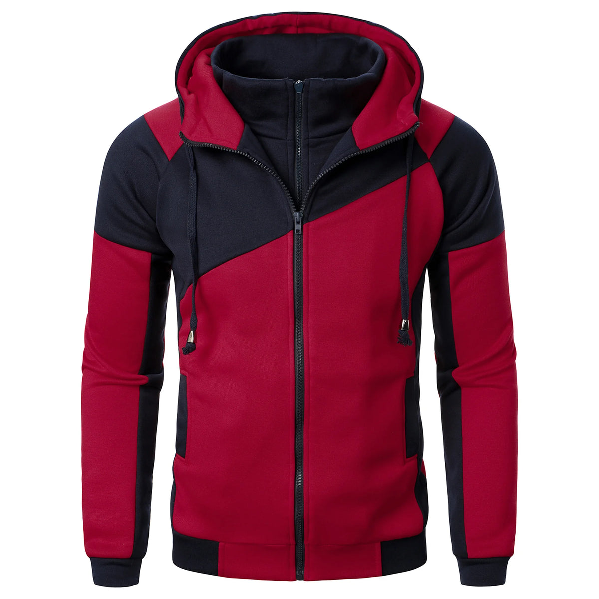 Autumn and winter sports spliced top casual long sleeve hooded sports men's style