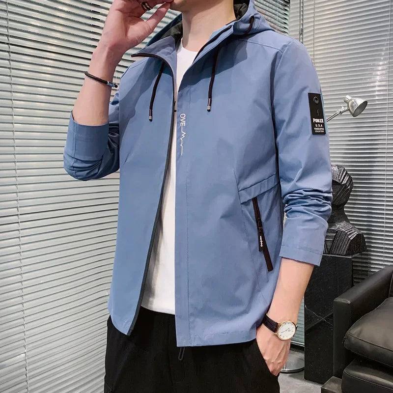 Spring and Autumn New Fashion Solid Color Hooded Large Size Jacket Men's Casual Loose Comfortable High Quality Coat M-5XL 2024