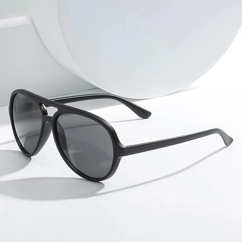 Trendy Gradient Blue Lens Oversized Pilot Sunglasses Women Brand Design Vintage Tortoise Shell Aviation Men Shades Sun Glasses