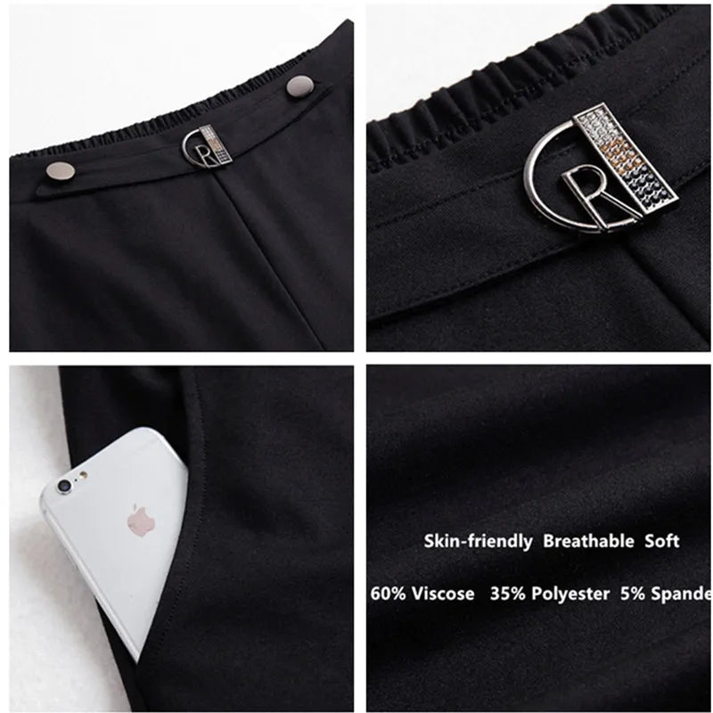 Autumn Formal Pants Women Big Large Size 7XL 6XL Plus Loose Lady Office Stretched Elastic Female Black Girl Clothing Trousers