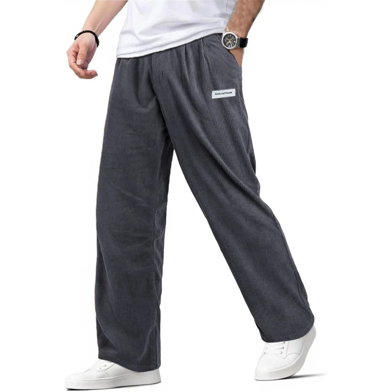Mens Corduroy Baggy Pants Vintage Casual Pants for Men Outdoor Work Pants Autumn Elastic Waist Drawstring Sweatpants Trousers
