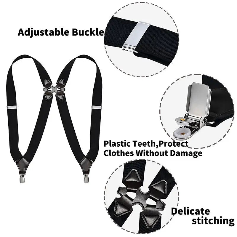 Suspenders for Men Work 2.5cm Wide 2 Clips Heavy Duty Big and Tall Trucker Suspenders Adjustable Elastic Trouser Braces