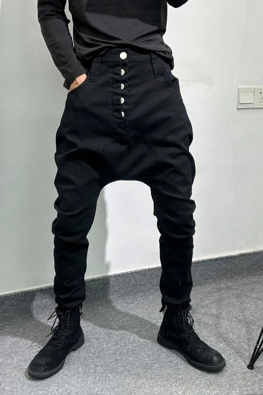 Dark Avant-Garde Techwear Style Black Fashion  Fit Pants Casual Stretch Personality Baggy Pants for Men