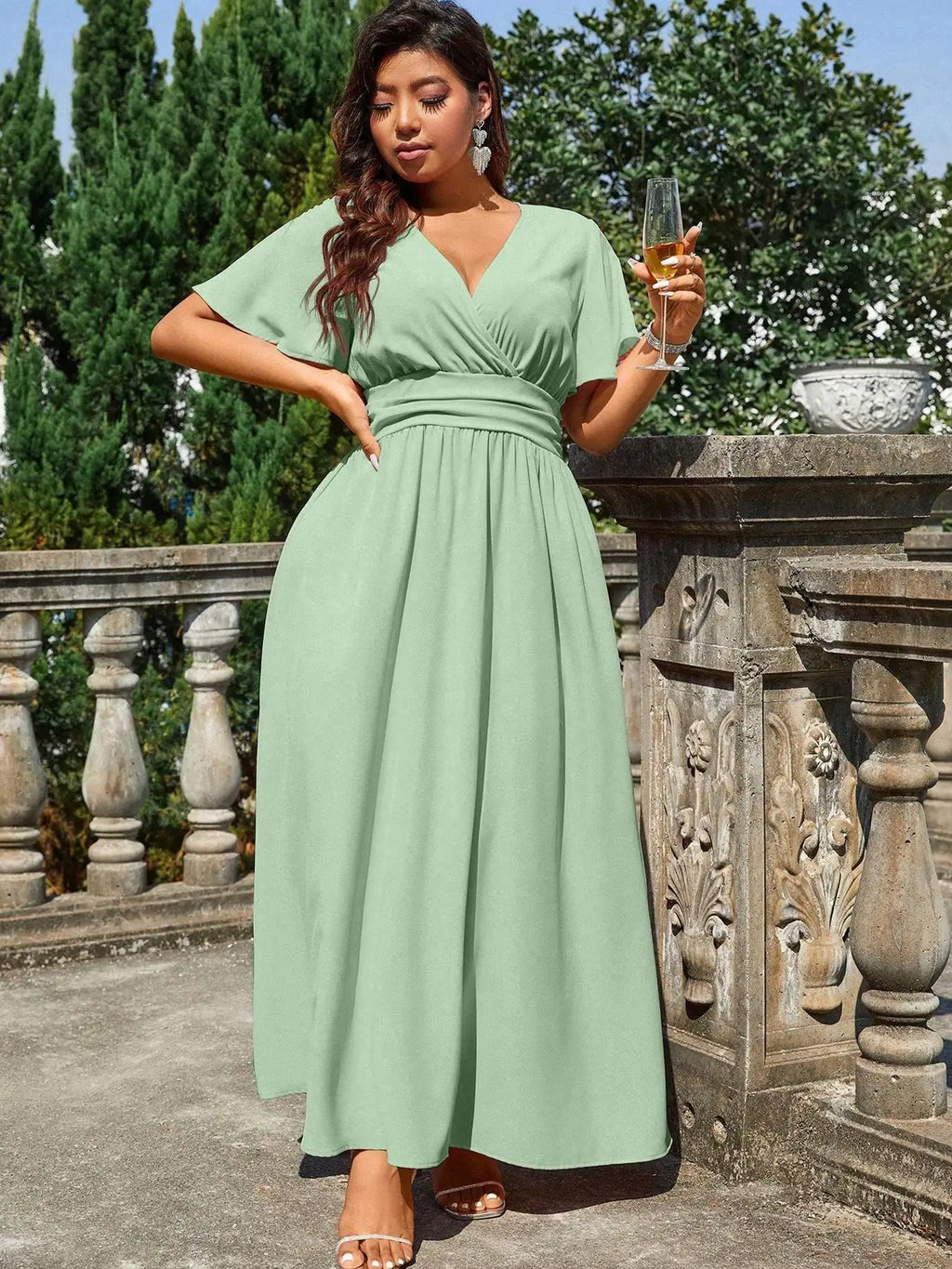 Plus Size Dress for All Seasons, Casual Woven Fashion Dress with Fitted Style, Moderate Thickness and Fabric