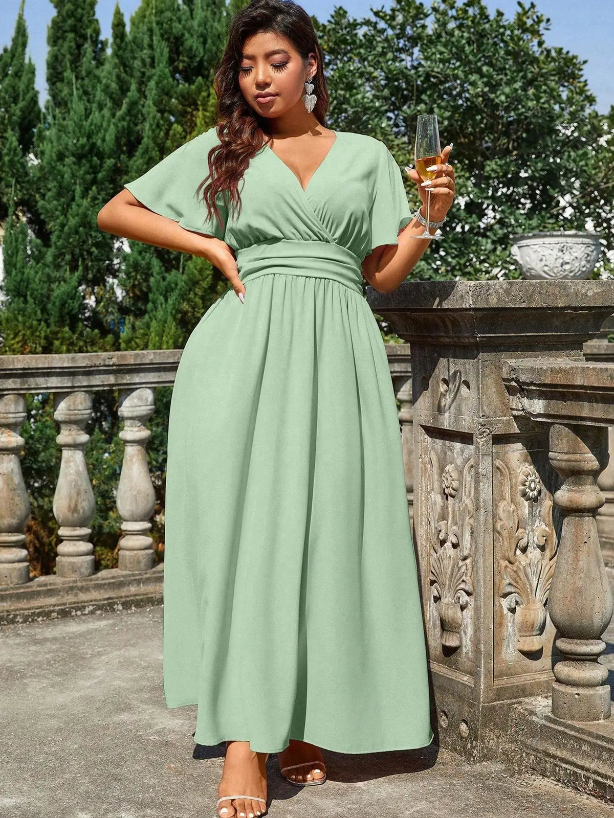 Plus Size Dress for All Seasons, Casual Woven Fashion Dress with Fitted Style, Moderate Thickness and Fabric